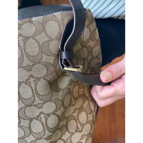 Coach Backpack Large Leather Canvas Brown Signature Logo Print Classic Preppy - Picture 8 of 12